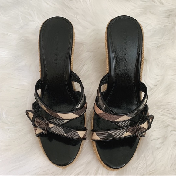 Authentic Burberry Nova Wedge Espadrille Sandals - Picture 1 of 6